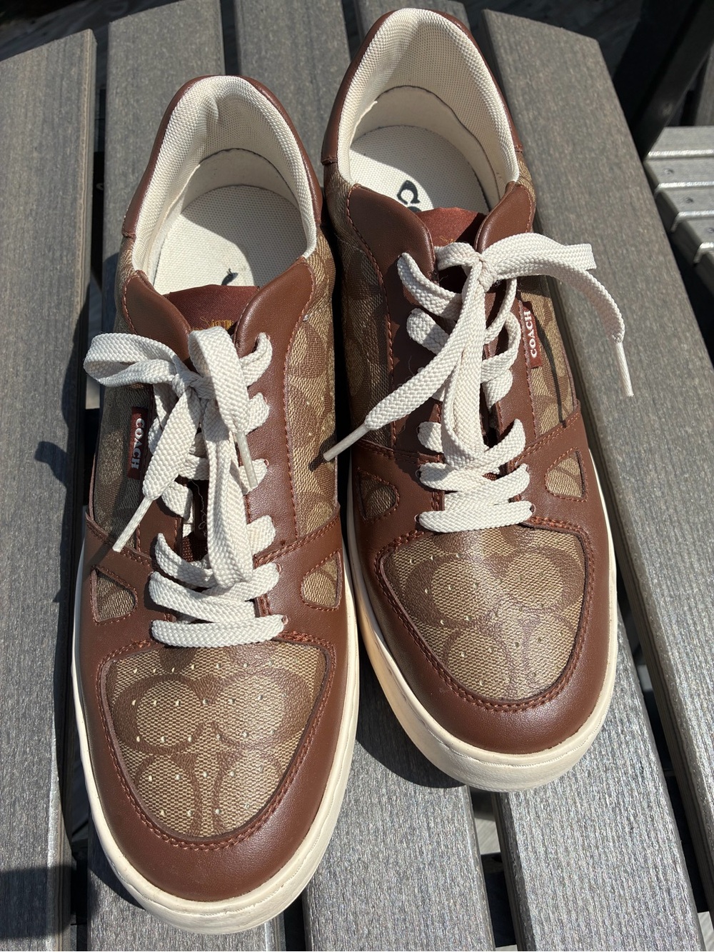Coach Men’s Brown & Cream Signature Canvas Sneakers size 11D